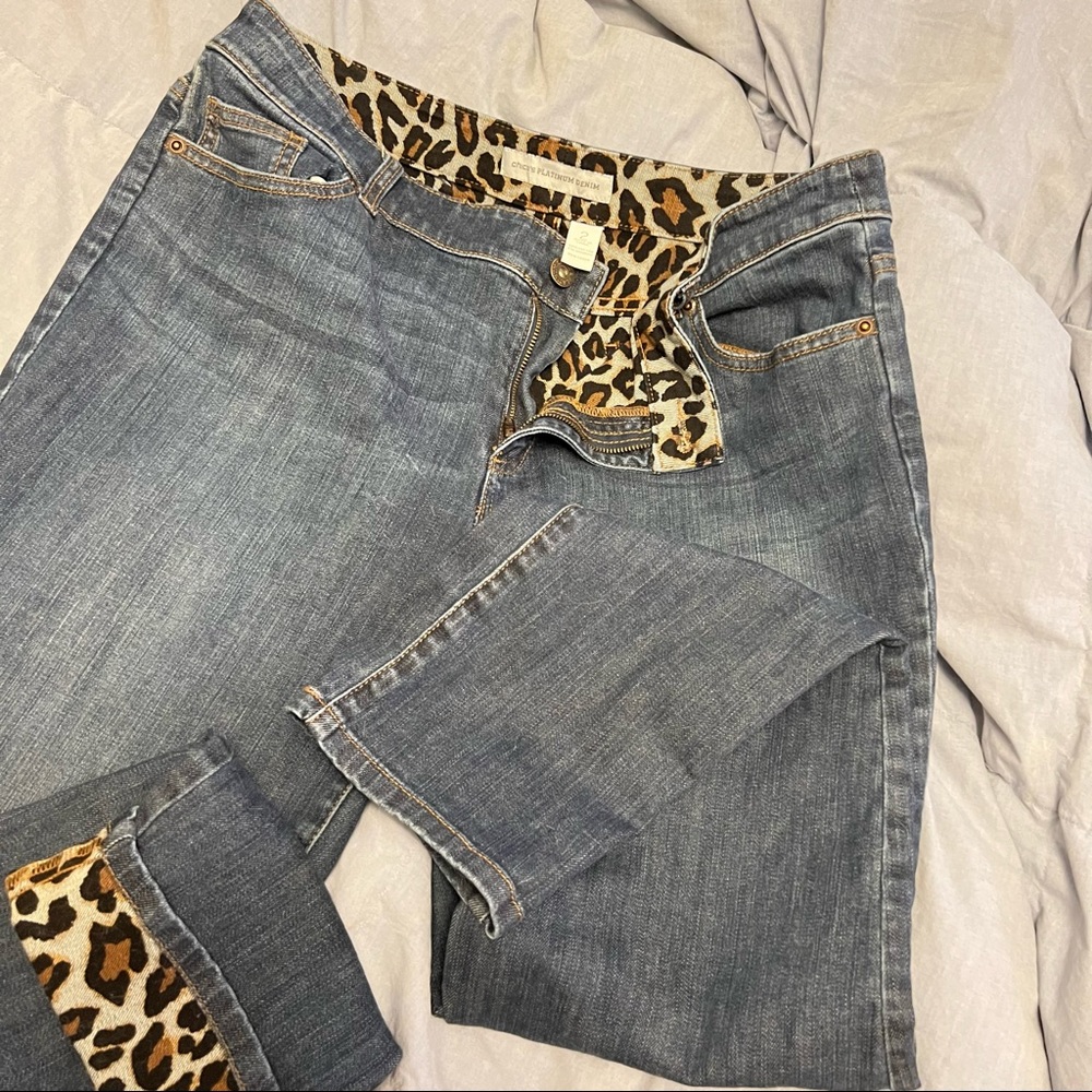 Chico’s Platinum Denim Leopard line jeans